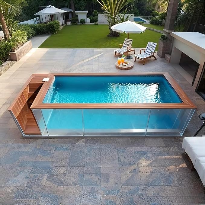 Customizable Portable Shipping Container Swimming Pools Outdoor Modern Swimming Pool for Adults Above-Ground Endless Prefab Pool for Home Backyard Parties, Villa Outdoors & Family Entertainment