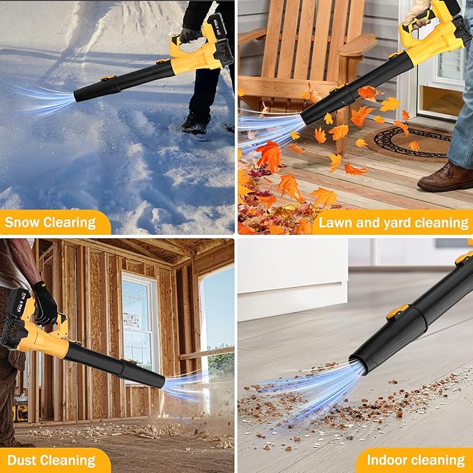 Cordless Leaf Blower, Electric Leaf Blower with Battery & Charger – 2×4.0Ah Batteries, 6 Speed Modes, 21V Powerful Lightweight Handheld Blower for Lawn Care, Patio Cleaning, Car Drying, Dust