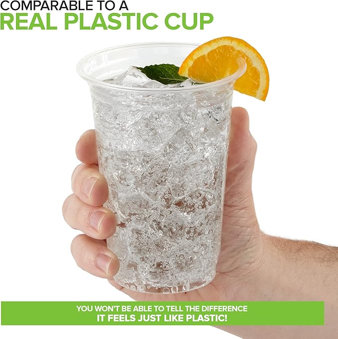 Stock Your Home Compostable Cold Cups 16 oz (1000 Pack), Plant Based Eco Friendly Disposable Cups for Water, Wine or Beer Samples