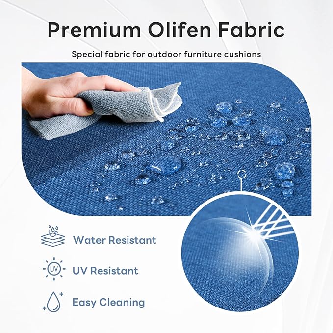 6" Thicker Outdoor Chair Cushion 7 Sets - 24" *24" *6" Waterproof Patio Furniture Cushions with Removable Cover, 28D High Density Sponge Filling Thicken Outdoor Patio Cushions - Blue