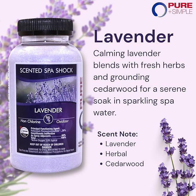 Lavender Aromatherapy Spa Shock for Hot Tubs & Spas | Non-Chlorine Oxidizing Hot Tub Shock Treatment | Compatible with Bromine Tablets & Chlorine | Neutralizes Odors & Clarifies Water (2 lbs)