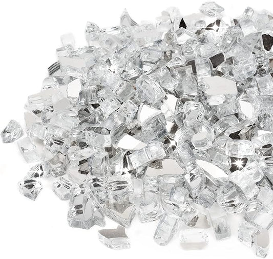 Stanbroil 10-Pound Fire Glass - 1/2 inch Reflective Tempered Fire Glass for Fireplace Fire Pit, Platinum Reflective