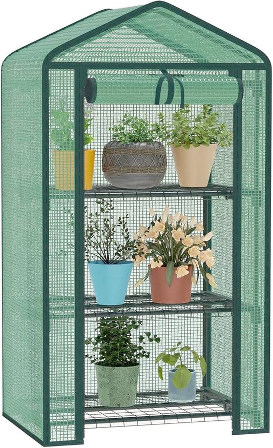 Greenhouse for Indoor Outdoor, Small Plastic Plant Green House 3-Tier Rack Stand Portable Greenhouses with Durable PE Cover for Seedling