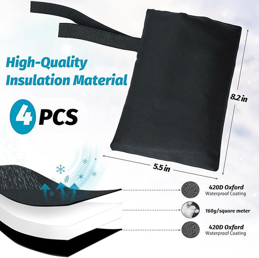 Outdoor Faucet Covers for Winter 4 Pack Faucet Cover Freeze Protection Insulated Anti-Freeze Waterproof Material Reusable Faucet Cover Socks for Various Faucet Spigot,Pipe,Garden Hose Bib