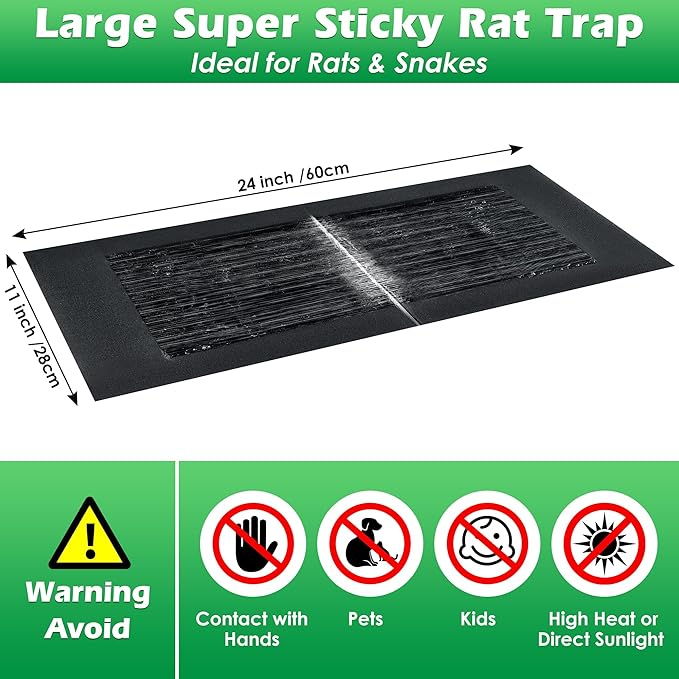 Qualirey 10 Pack 24 x 11'' Mouse Glue Traps, Anti Slip Rat Snake Rodent Sticky Pads Pet Friendly, Peanut Scented Mice Glue Board That Work for Home Indoor Outdoor Restaurant Kitchen Hotel Office