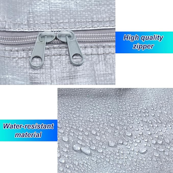 Windyun 4 Pack 57 Gallon Extra Large Storage Bags XXL Moving Bags with Zipper Handles Heavy Duty Jumbo Big Tote Box for Christmas Tree Storage 4, 5, 7.5, 9, 10, 12 ft Skeleton College Dorm(Silver)