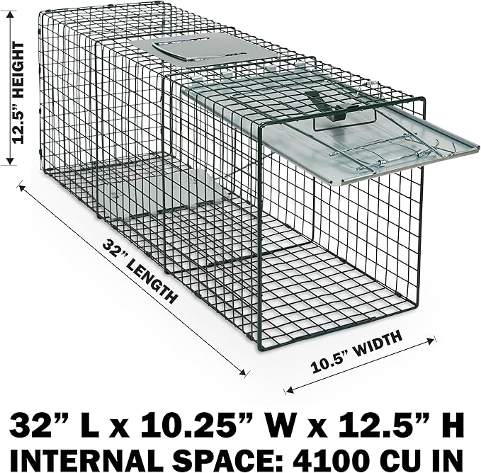 Humane Way Sentinel 32 Inch + 24 Inch Live Animal Trap Combo Pack - No Assembly Required - Raccoons, Cats, Groundhogs, Opossums, Rabbits, Squirrels