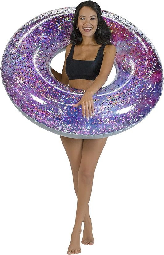 Poolcandy Relax in Style with The 48-inch Inflatable Galaxy Deep Space Glitter Pool Float - Durable, Comfortable, and Easy to inflate