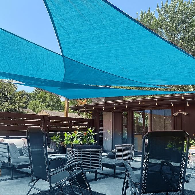 LOVE STORY 8' x 8' x 8' Sun Shade Sails Triangle Sunshades Sail Shade Canopy Patio Cover for Shade Outdoor, Turquoise Blue