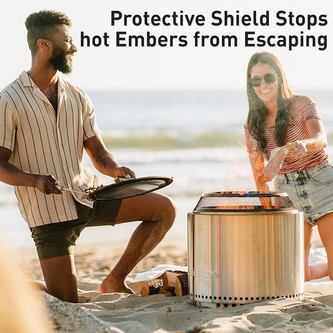Solo Stove Bonfire Big Yard Bundle 2.0 | Incl. Bonfire Smokeless Fire Pit with Stand, Shield, Shelter, Portable for Wood Burning, Removable Ash Pan, Stainless Steel, H: 16.75in x Dia: 19.5in, 28.25lbs