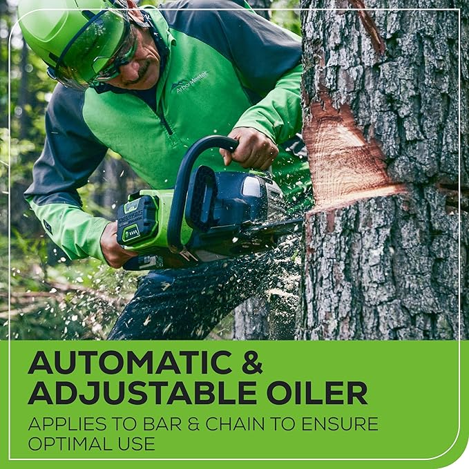 Greenworks 82V 20" Brushless (3.4 kW) Cordless Chainsaw (205 Cuts Per Charge), 4.0Ah Battery and Dual Port Rapid Charger (Great For Landscapers and Professionals)