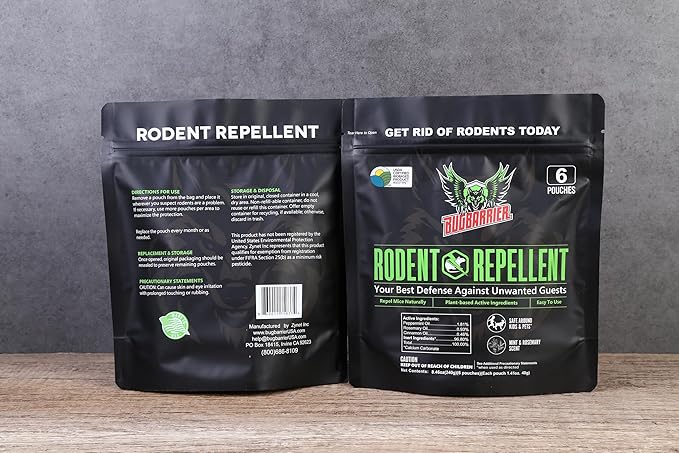 Extra-Strength Mouse Repellent Deterrent Pouches, USDA 99% Biobased, Peppermint & Rosemary Oils Repel Mice Nesting in Car, RV, Boat, Garage, Shed, Cabin Made in The USA (12 Pack)