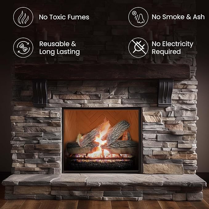 18" Premium Gas Logs - Remote Control Kit Included - for Liquid Propane Vented Fireplaces - Blazing Oak Design (Logs + Remote Light Kit)