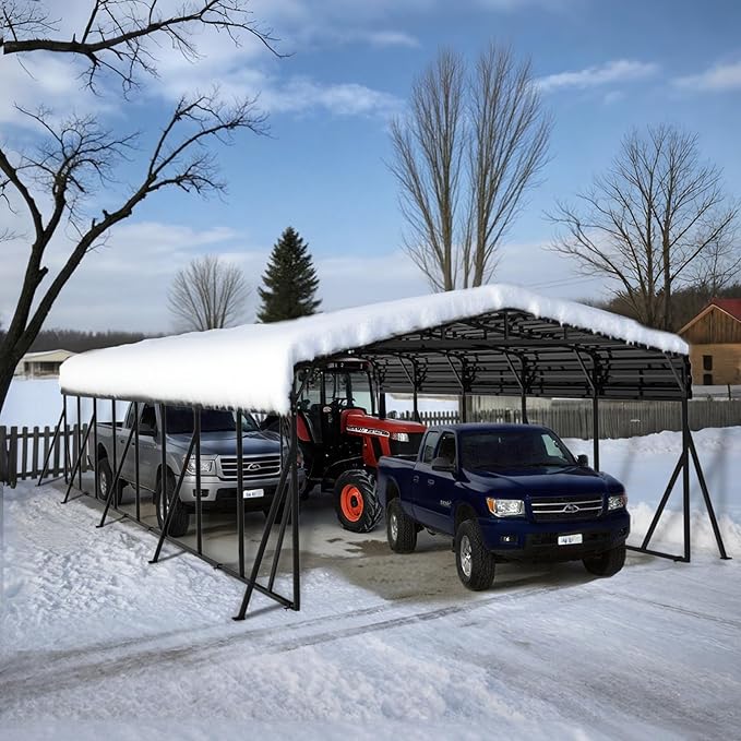 20x40FT Heavy Duty Metal Carport - Reinforced Galvanized Carport Canopy for All-Weather Shelter, Enhanced Wind Resistance for Boats, Cars, Trucks and Tractors