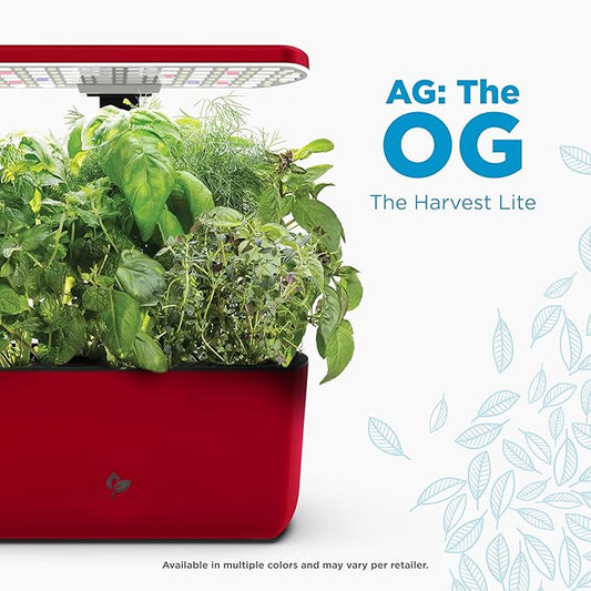AeroGarden Harvest Lite in Cherry Red, Soil-Free Indoor Hydroponic Garden with LED Grow Light for Year-Round Gardening of up to 6 Herbs and Vegetables