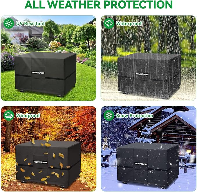 NEVERLAND Fire Pit Cover Square 28 Inch - Waterproof Outdoor Firepit Covers Square for 24-28 Inches 600D Oxford Patio Gas Fire Pit Table Covers with Buckle Straps and Air Vent, 28 x 28 x 25 Inch Black