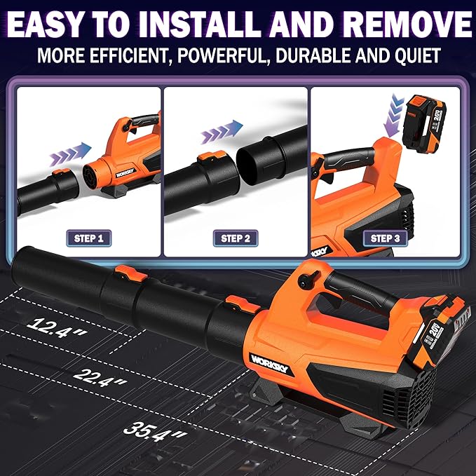 Leaf Blower Cordless Compatible with Dewalt 20V Max Battery, with 2 x 4.0Ah Batteries & Charger, Electric Leaf Blower Up to 160MPH 580CFM, Blowers for Snow, Lawn Care