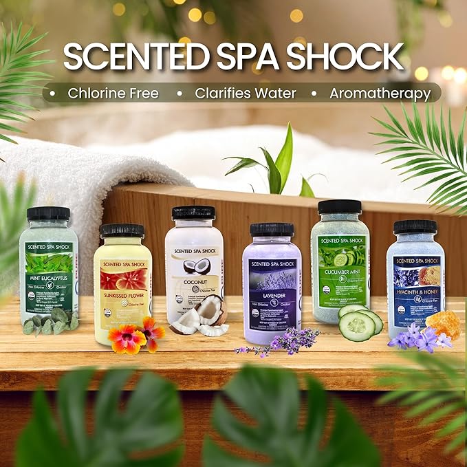 Lavender Aromatherapy Spa Shock for Hot Tubs & Spas | Non-Chlorine Oxidizing Hot Tub Shock Treatment | Compatible with Bromine Tablets & Chlorine | Neutralizes Odors & Clarifies Water (2 lbs)