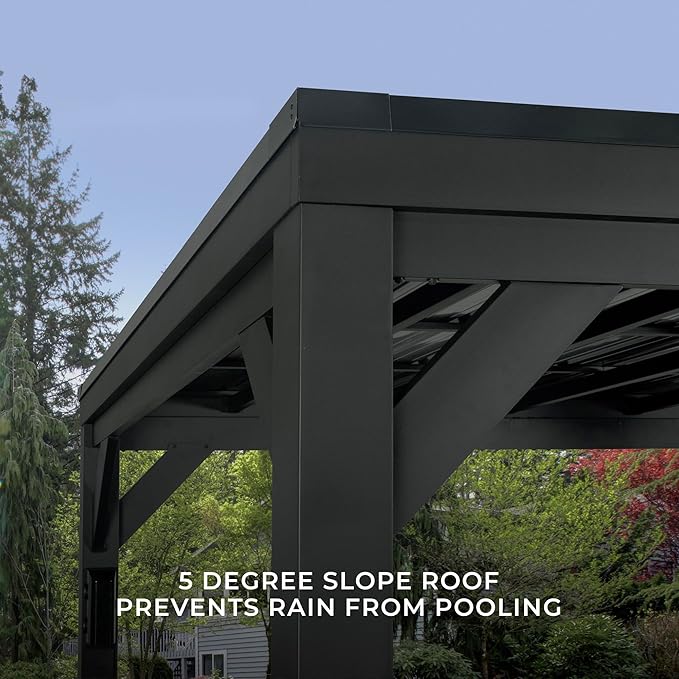 Backyard Discovery Stonebridge 20' x 9.5' Galvanized Steel Outdoor Gazebo Pavilion with Hardtop Slope Roof, Snow Load Support, Wind Resistance, PowerPort, Shade for Garden, Patio, Deck, Entertaining