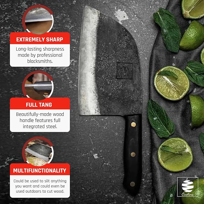 COOLINA Promaja Knife – Carving, BBQ, Meat Cutting, Slicing, Butcher & Chef Knife – Essential Kitchen Tool