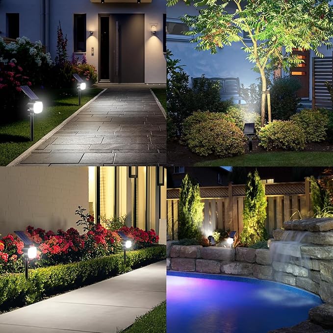 hyrion Solar Spot Light Outdoor Waterproof IP65, 23 LED 3 Lighting Modes Solar Powered Garden Lights Landscape Lighting for Yard,Tree Lawn, Pathway 4 Pack Cool White