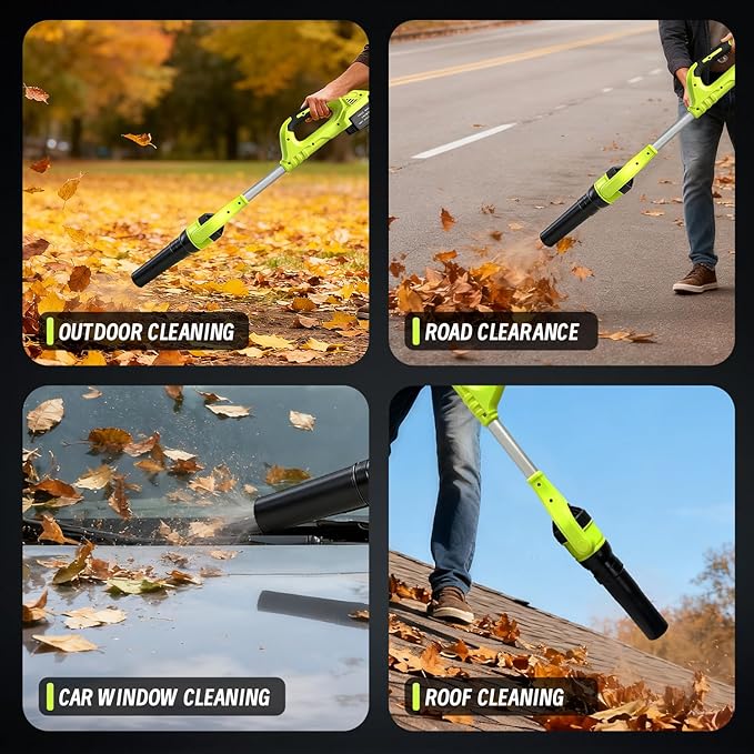 Cordless Leaf Blower, 21V Leaf Blowers, 580CFM/180 MPH Brushless Motor and 3-Speed Electric Blower, with 2 Lightweight Batteries 3.0Ah & Charger Gutter Cleaning for Garden Yard Patio