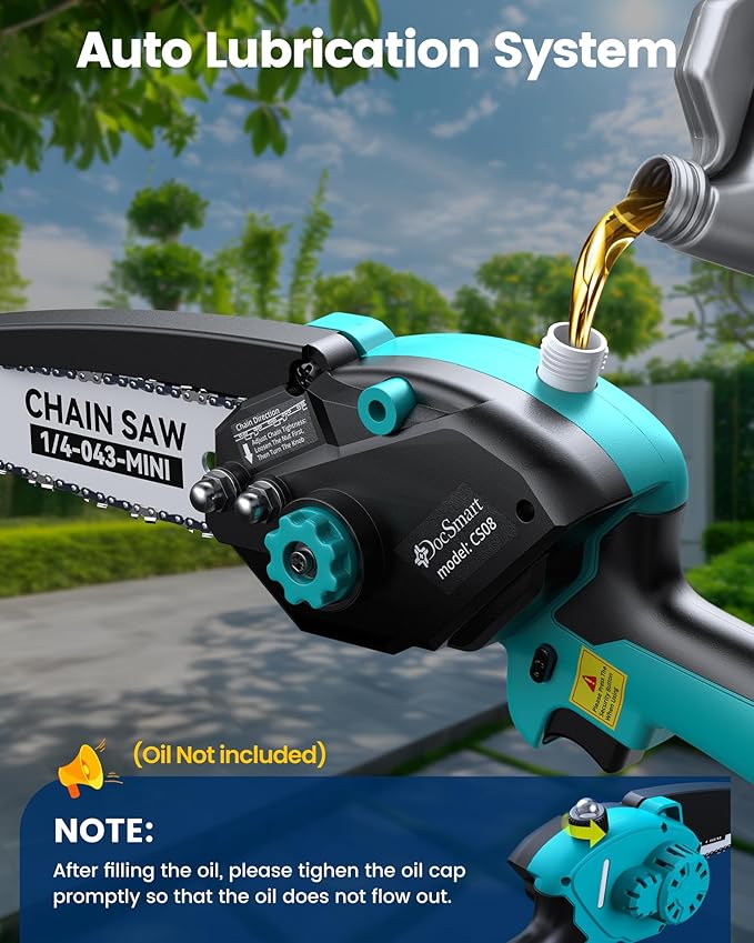 8" Electric Pole Saw for Tree Trimming,Brushless Mini Chainsaw Cordless with Extension Pole 2 Batteries, 2-in-1 Hand held & Pole Pruner for Cutting Tree Limbs Branches