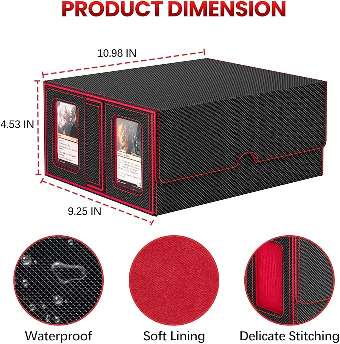 Card Deck Box for MTG with Commander Display, 7 In 1 Card Storage Box Fits 600+ Double-sleeved Cards, Removable MTG Deck Case Fit for TCG/Sports/Baseball Cards with Dice Tray