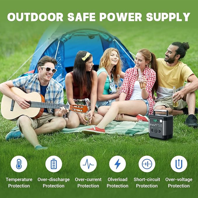 camelenergy Portable Power Station PES500-B, 518Wh Outdoor Backup Lithium Battery, 600W Power Station with AC/DC Outlet, USB-C PD Outlet Car Charger Output for Outdoor Camping RV Blackout Travel