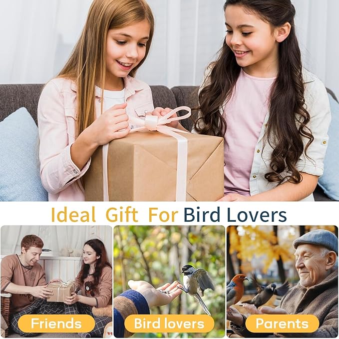 Bird Feeder with Camera,WiFi Outdoor Smart Bird Feeder Camera with Built-in AI Birds Recognition,Solar Powered,Auto Record Video by Cloud Storage,FHD Birds House with Cam,Ideal Gift for Dad and Mom