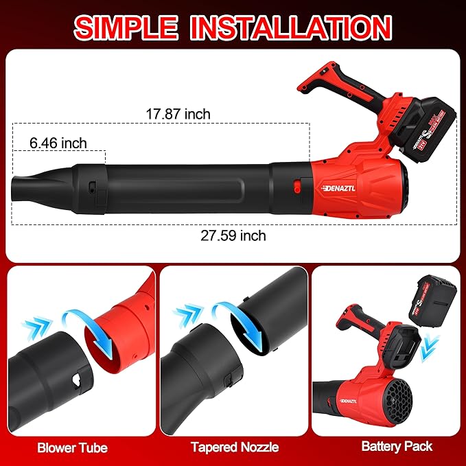 Portable Electric Leaf Blower Cordless with 2X 4.0Ah Batteries and Charger, 650CFM 175MPH, 5 Speeds Modes, LCD Display, Lightweight Handheld for Seniors Gift, Gutter, Yard, Garden, Patio, Lawn Care