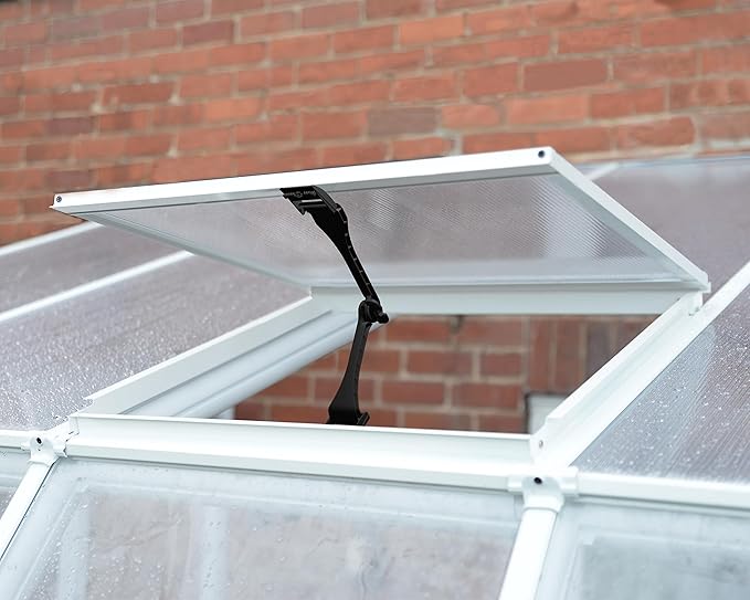 Palram Canopia Rion Sun Room 8 Ft. x 18 Ft. Solarium, Lean-to Greenhouse DIY Kit, Attach to House, Large Twin Wall Polycarbonate, 100% UV Protection for Porch, Patio Outdoors with Window Vent (White)