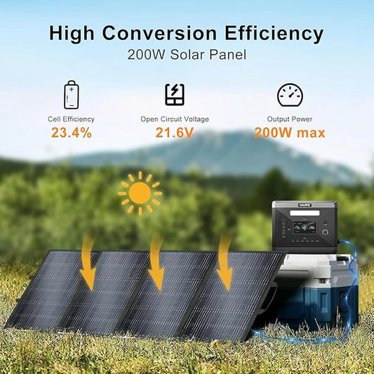 400 Watt Portable Solar Panel 18V, Foldable Solar Panel Design (27.5lbs), 23.4% High-Efficiency Monocrystalline for Portable Power Station, Foldable & Durable, for RV, Camping, Home Backup