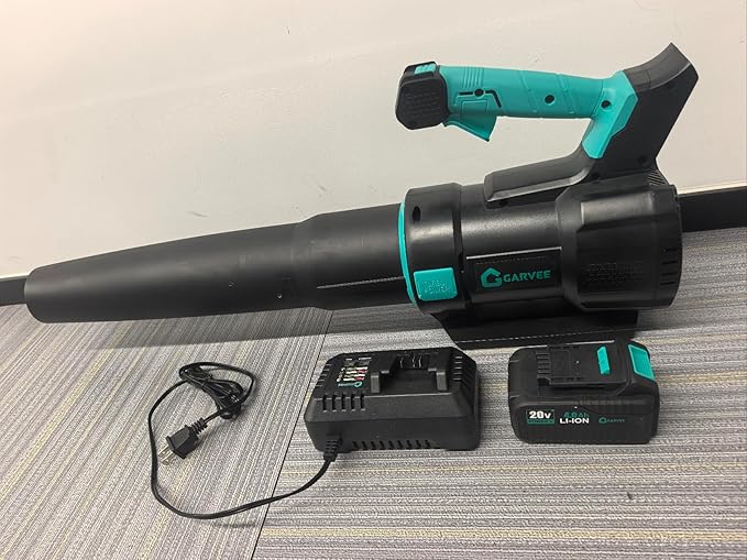 Garvee Brushless Leaf Blower Cordless- 20V Electric Leaf Blower & 2 Speed Mode, 1 * 4.0Ah Battery Powered, 1*Charger Leaf Blowers for Lawn Care, Blowing Leaves, Patio, Dust 750 CFM w/ 4.0Ah