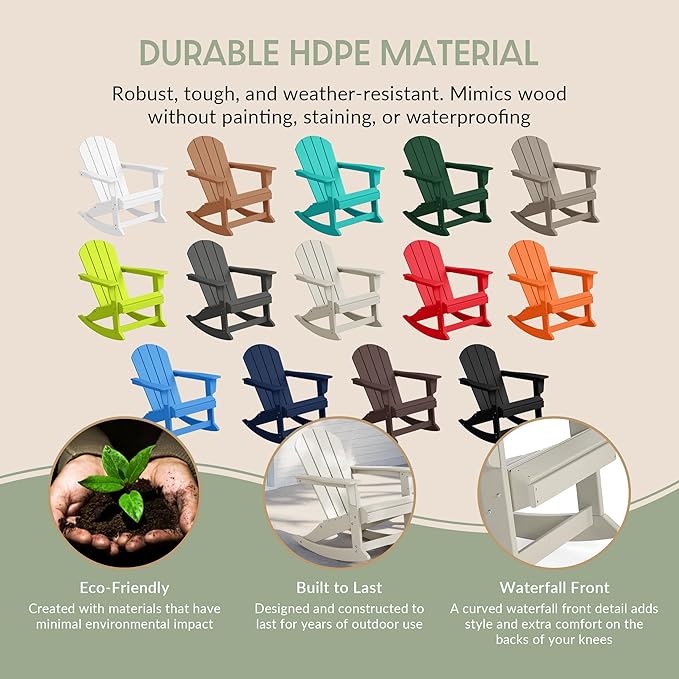 WestinTrends Malibu 2 Piece Set Outdoor/Patio Poly Adirondack Rocking Chairs (2 Seater), Sand