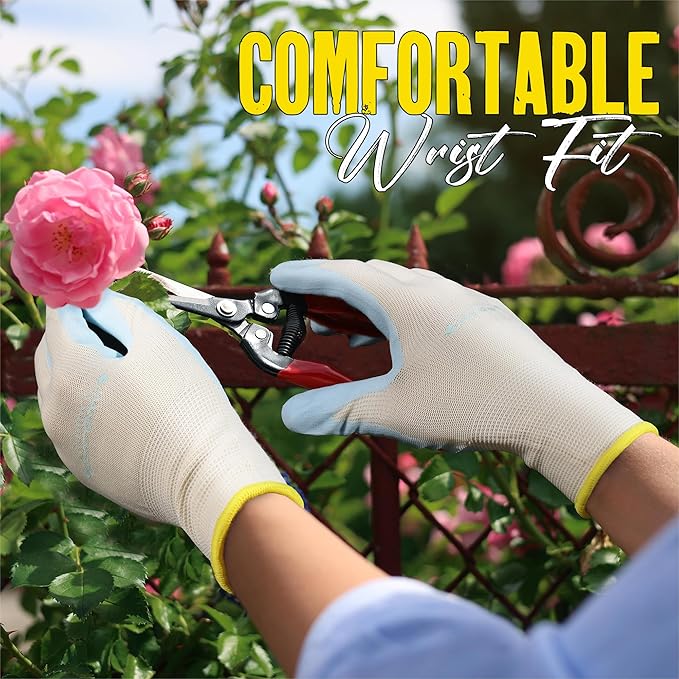 HANDLANDY Womens Gardening Gloves, 3 Pairs Breathable Nitrile Coated Yard Work Gloves, Best Gift for Ladies Gardener