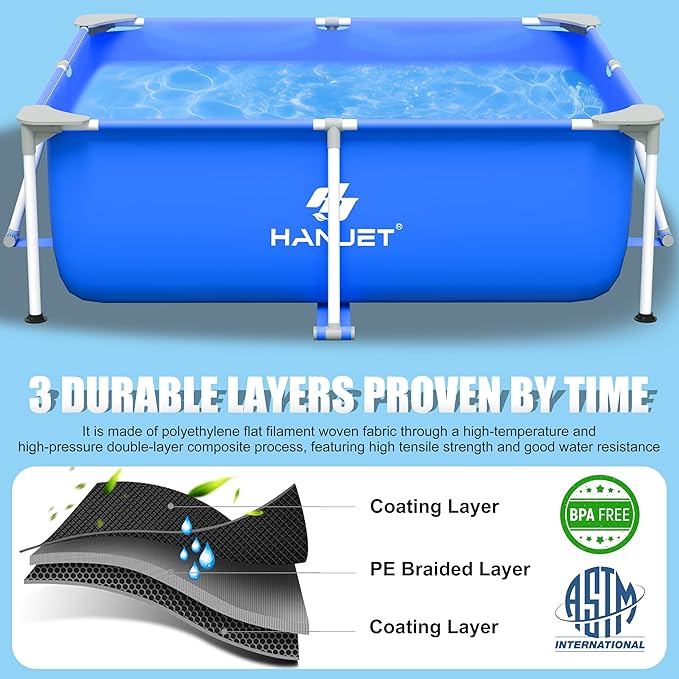 Swimming Pools Above Ground for Adults Kids, 8.5ft x 5.6ft x 25.5in Extra Large Blow Up Pool with Pump, Full Size Family Swimming Pools for Dog Backyard Garden Home Lawn Indoor Outdoor
