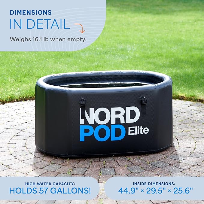 Lifepro NordPod Elite Cold Plunge Tub – Portable Ice Bath for Recovery & Therapy – Outdoor/Indoor XL Plunge Tub with Lid & Air Pump – 57 Gallon Capacity