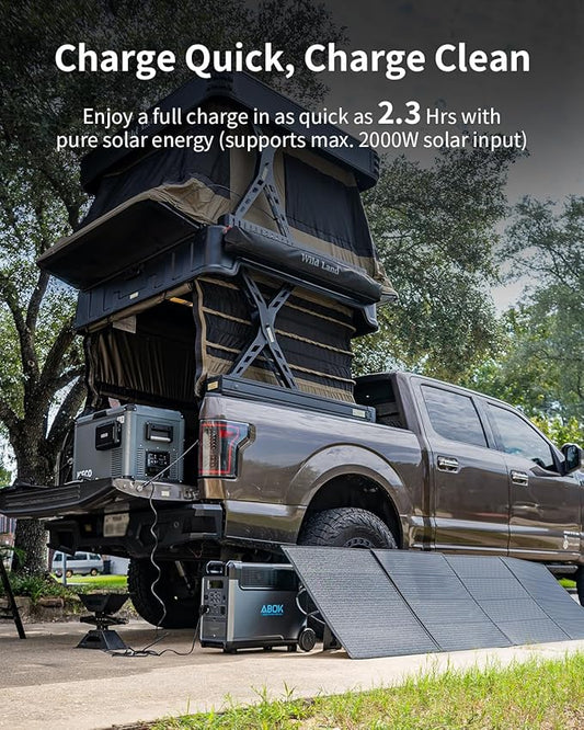 Portable Power Station with 200W Solar Panel, 3840Wh/3600W Electric Solar Generator for Garage, Home, Off-Grid Living, Camping, RVs, Outdoor Adventures, Power Outages
