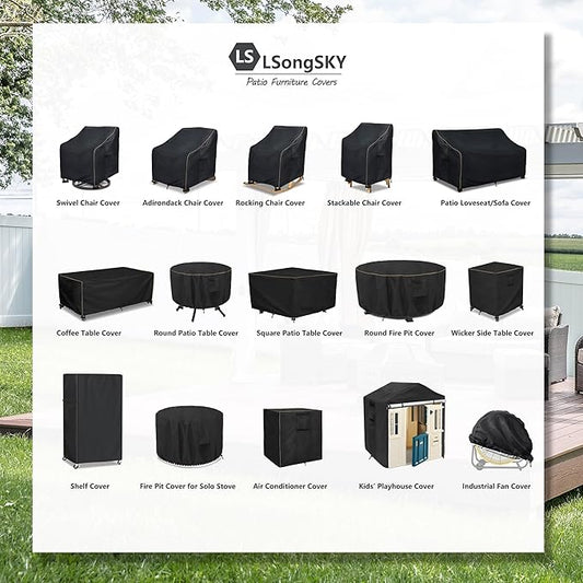 Outdoor Swivel Lounge Chair Cover 2 Pack,Waterproof Heavy Duty Patio Chair Covers,Patio Rocking Chair Covers for Outdoor Furniture,(30 W x 34 D x 38.5 H inches),Black