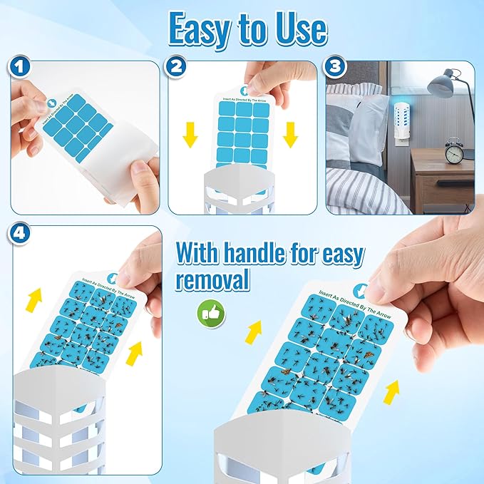 Qualirey 25 Pack Flying Insect Trap Refill Compatible with VEYOFLY Fly Trap LAMP Refill-VF02, Glue Board Bug Catcher, Replacement Sticky Glue Cards for Indoor Mosquito Gnat Fly & Other Bugs (Classic)