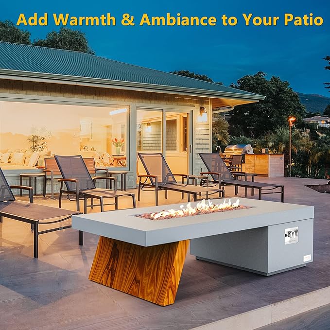 ONLYFIRE OUTDOOR LIVING Premium 60” Gas Fire Pit Table with Lava Rocks & 12FT Hose, Large Propane Firepit, Smokeless Fireplace 60,000BTU, for Backyard Patio Bonfire Party, FP015
