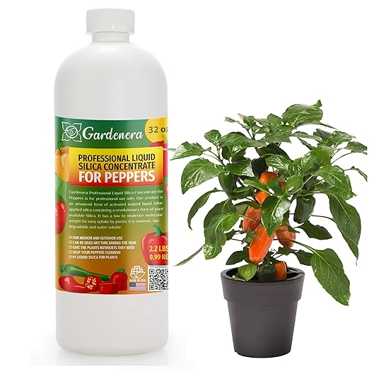 𝐏𝐑𝐎𝐅𝐄𝐒𝐒𝐈𝐎𝐍𝐀𝐋 Liquid Silica Plant Supplement - 32oz - PEPPERS Plants Liquid Silica Boost Fertilizer - Stronger Stems & Healthy Leaves for Indoor & Outdoor Peppers Plants (Makes 180 Gallons)
