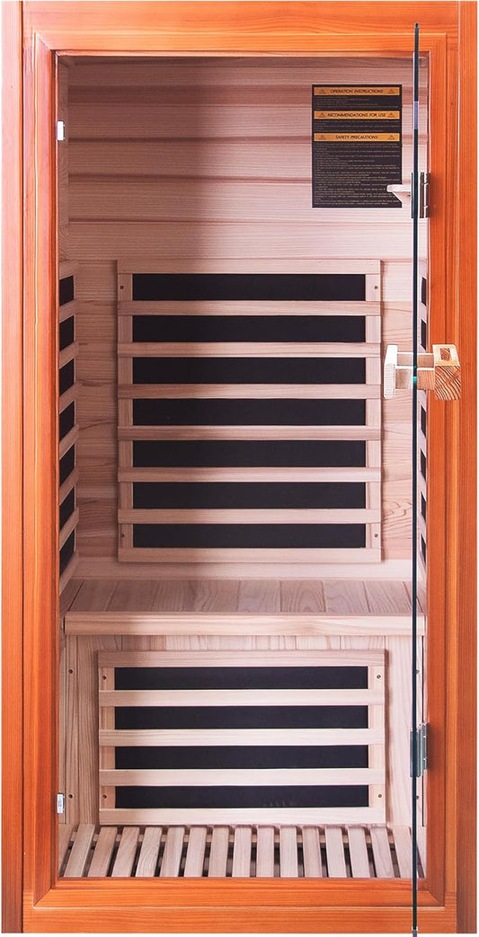Far Infrared Sauna Home Sauna Spa Room Low-EMF 1065W Indoor Wood Saunas for Home with 7 Color Light 31.5"x31.5"x63"