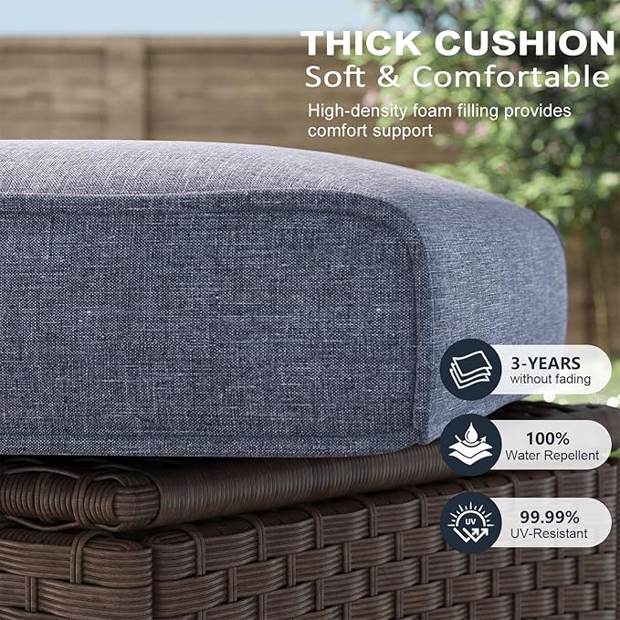 LayinSun 6 Piece Wicker Patio Furniture Set, Classis Outdoor Conversation 360 Degree Swivel Chairs Set with Coffee Table