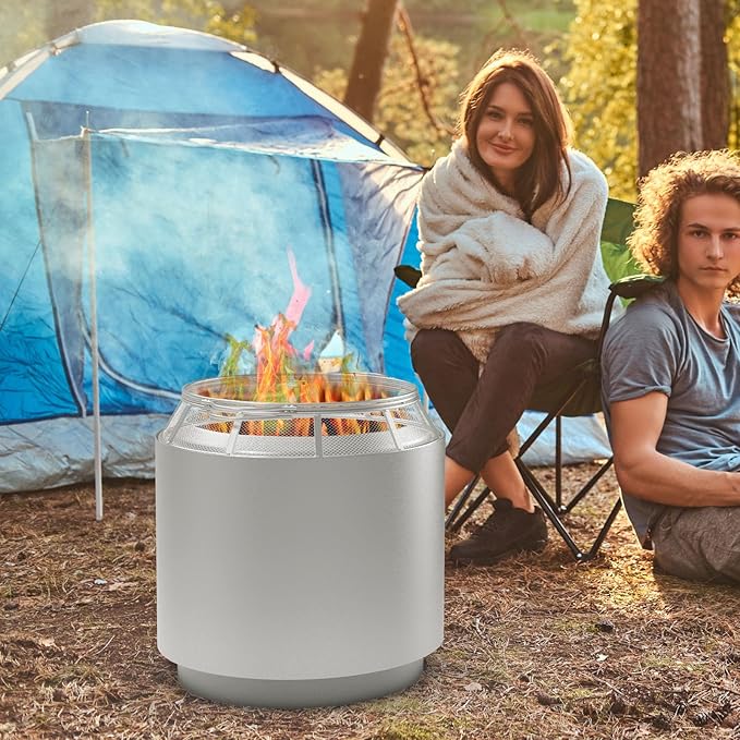Spark Protector Mesh Screen for Solo Stove Bonfire 19.5 Inch, Stainless Steel Fire Pit Spark Screen Mesh Fire Pit Spark Protector with Sticks Poker for Solo Stove Bonfire Accessories