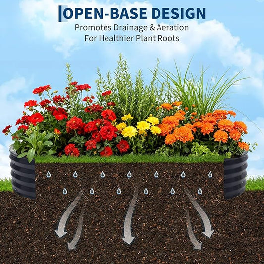 Oval Galvanized Raised Garden Bed Kit with Zippered PVC Cover, Easy Assembly, Thick Metal Outdoor Planter Box for Vegetables, Flowers, Patio Gardening, Grey