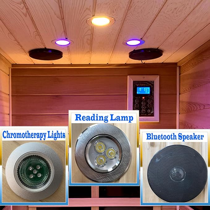LTCCDSS Outdoor Red Cedar Sauna 1 Person, Low EMF Far Infrared Sauna for Home, Withstand Outdoor Temp -10℉-149℉| EMF Readings Below 0.5mG, 9 Low EMF Boards-Chromotherapy-Bluetooth Speaker
