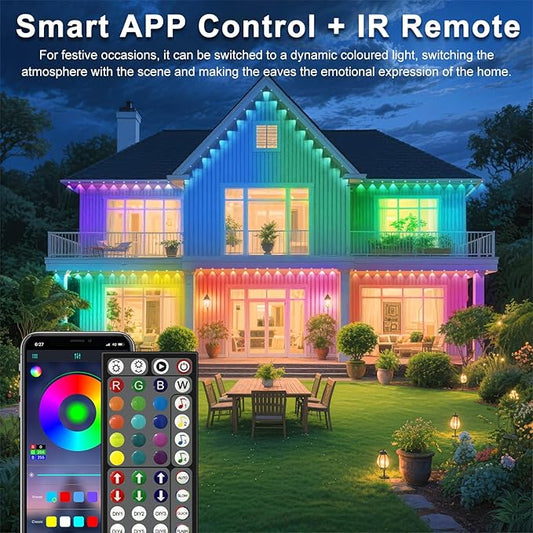 300Ft Permanent Outdoor Lights for House Waterproof, IP67 LED Eave Lights with App/Remote Control, Outdoor Permanent led Lighting for House Roof Decor,Christmas,Party,All Holiday and Daily