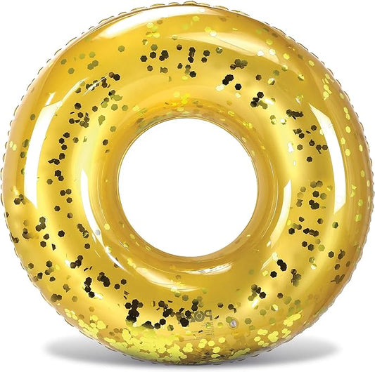 POZA Inflatable Pool Float Tube – Sparkly Confetti Swim Ring, Heavy Duty UV Resistant Inflatable Tube Pool Float for Kids & Adults – Multiple Colors & Sizes – Beach, Lake & Pool Party Float